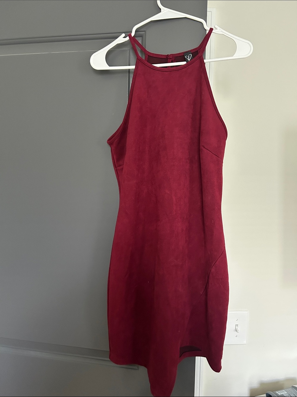 Windsor Halter Mini Dress in Burgundy
